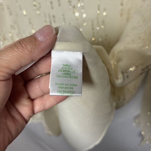 Lilly Pulitzer SZ XL the ELLAREY Blouse metallic Gold 100% Silk glam evening - Picture 4 of 6